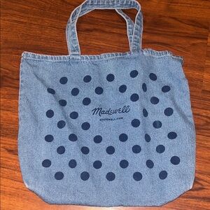 Madewell Denim Blue Polka Dot Tote